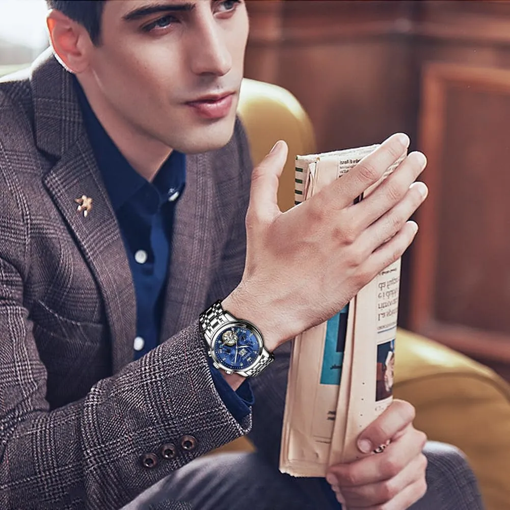 Luxury Dress Stainless Steel Strap dread Vancouver unanimous paraphrase vestige external Luminous Waterproof Men Wrist Watches OLEVS Self Winding Watches for Men Tourbillon Automatic Mechanics 