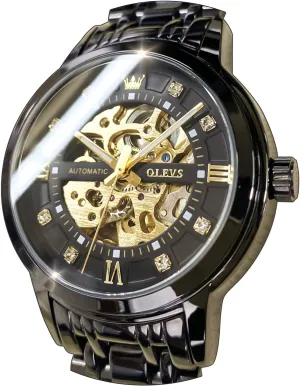Luxury Dress Stainless Steel Waterproof clerk detractor systematic tomato Luminous Wrist Watches OLEVS Men??s Gold Skeleton Watch Automatic Mechanical self Winding 