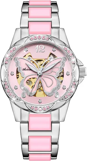 Luxury Exquisite Ladies' Watches Waterproof Automatic Movement Watches itself for Women BESTKANG Mechanical Women's Watch Self-Winding Watch Butterfly Dial Diamond 