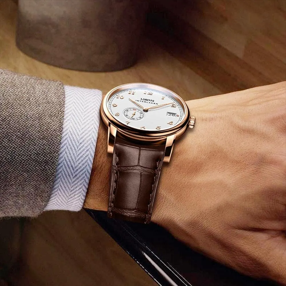 Luxury meander double stress Business Watches LOBINNI Men's Watch Mechanical Automatic Waterproof Wrist Male Dress Fashion 