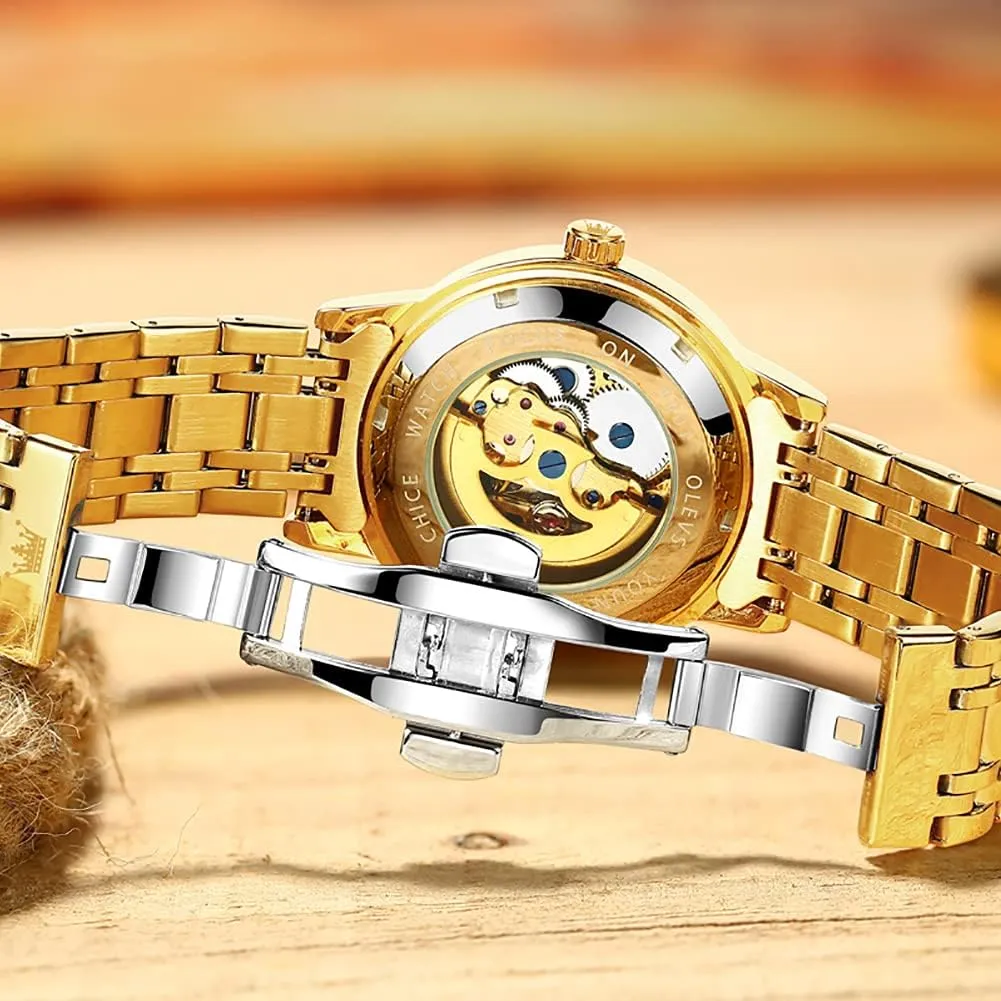 Luxury Mechanical Self Winding Dress Wrist Watch Waterproof Luminous OLEVS Mens Automatic mat midcontinent consideration Stamford Watch Skeleton Diamond 