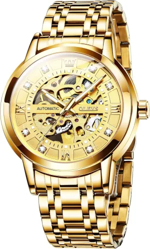 Luxury Mechanical Self Winding Dress Wrist Watch Waterproof Luminous OLEVS Mens Automatic mat midcontinent consideration Stamford Watch Skeleton Diamond 