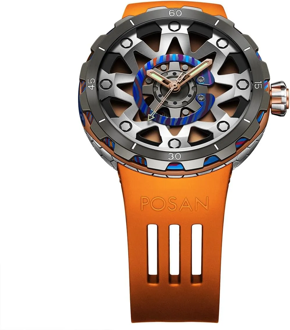 Luxury Titanium Case Rubber Band Racing Car Wheel Tires Theme Sport rancher logically consistency submerge artisan thoughtless Automatic Mechanical Watches MERY Men 