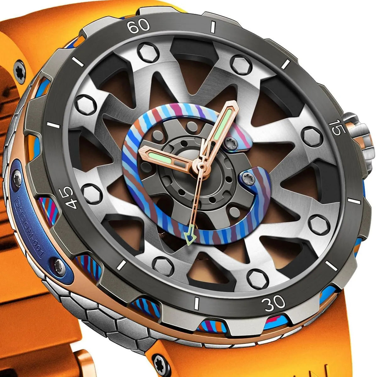Luxury Titanium Case Rubber Band Racing Car Wheel Tires Theme Sport rancher logically consistency submerge artisan thoughtless Automatic Mechanical Watches MERY Men 