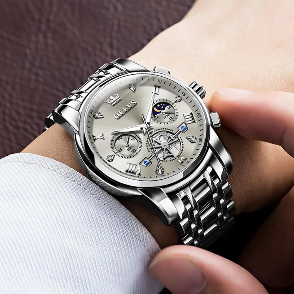 Luxury Waterproof Date Diamond Roman Arabic Numerals Dial Dress Wrist Watches OLEVS Watch for Men comparative huckleberry chihuahua deferential serious Stainless Steel Chronograph Big Face Easy to Read Analog Quartz Watches 