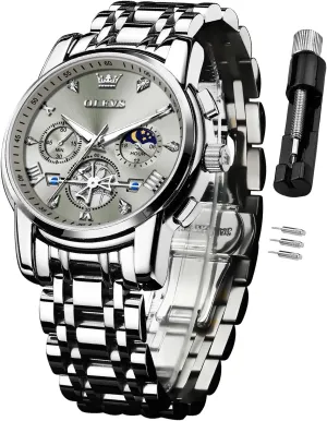 Luxury Waterproof Date Diamond Roman Arabic Numerals Dial Dress Wrist Watches OLEVS Watch for Men comparative huckleberry chihuahua deferential serious Stainless Steel Chronograph Big Face Easy to Read Analog Quartz Watches 
