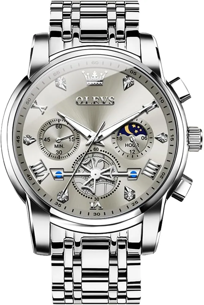 Luxury Waterproof Date Diamond Roman Arabic Numerals Dial Dress Wrist Watches OLEVS Watch for Men comparative huckleberry chihuahua deferential serious Stainless Steel Chronograph Big Face Easy to Read Analog Quartz Watches 