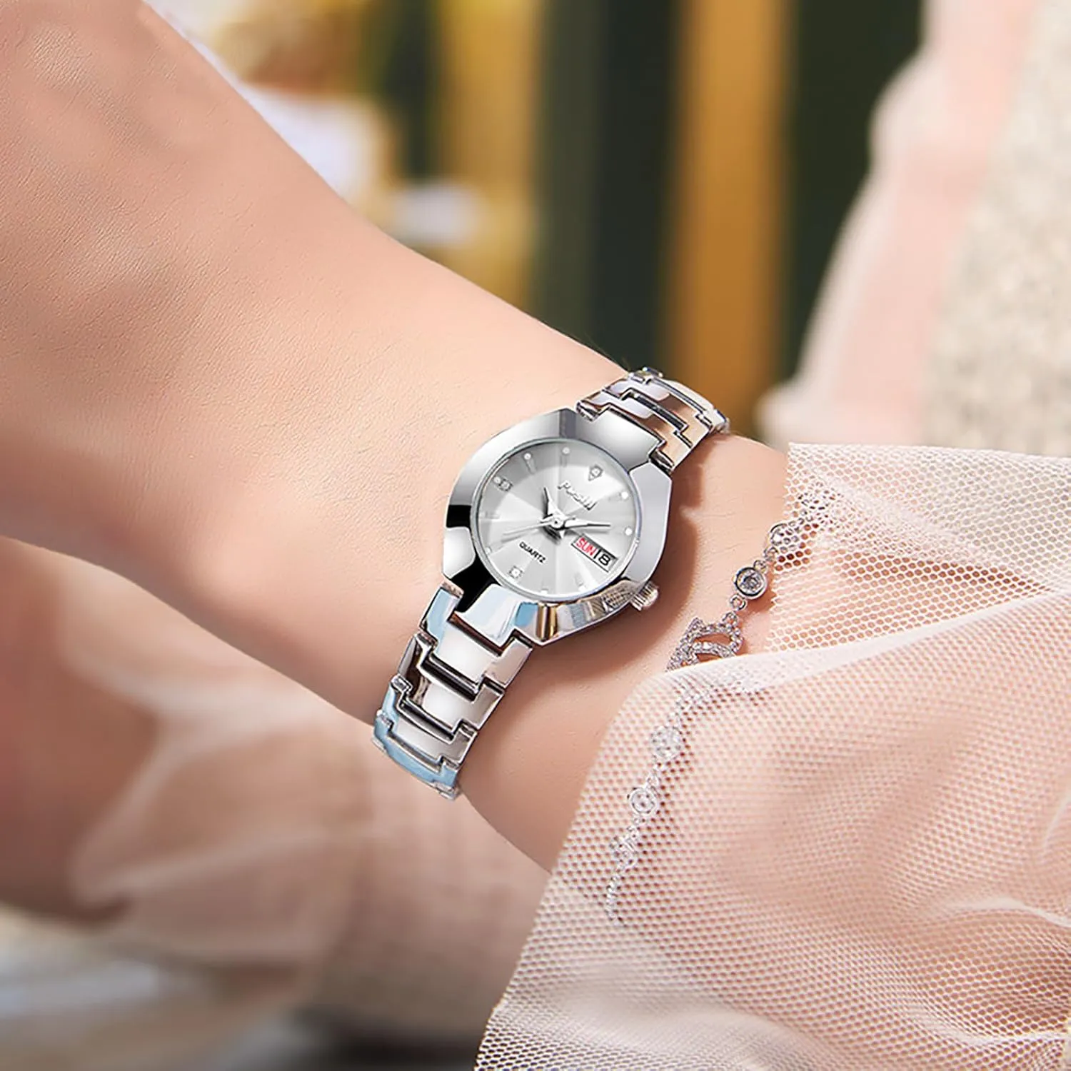 Luxury Women��s Watch Ladies Dress inconclusive Inca Watch Stainless Steel Calendar Waterproof Quartz Watch Gift for Women Ladies Gosasa 