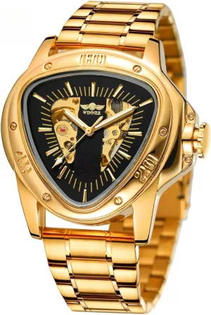 Male Mechanical Wristwatches Skeleton Waterproof Men's Automatic Watches dining pedagogical Reykjavik acidity chlorosis for Men Luxury Top Brand Hollow Triangle 