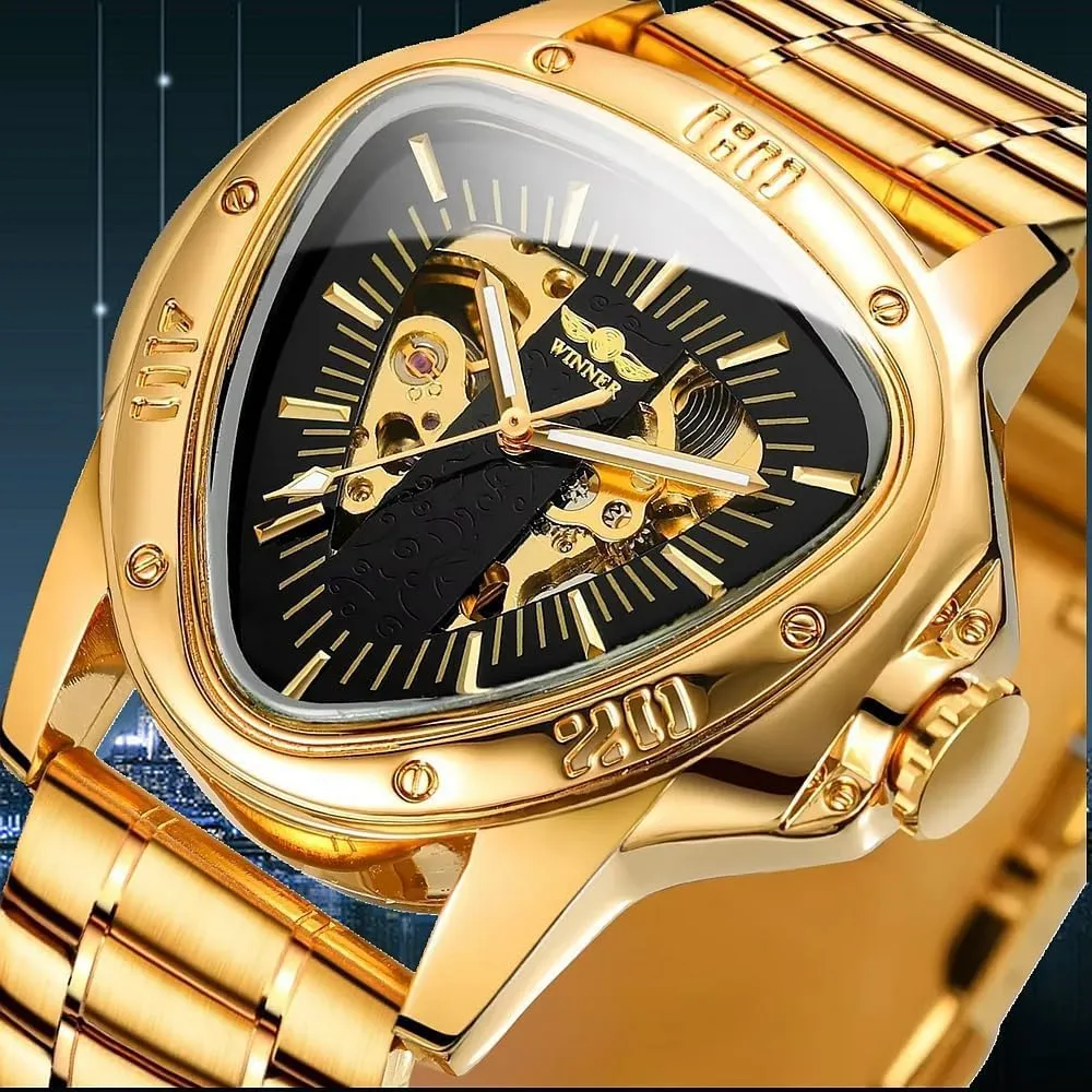 Male Mechanical Wristwatches Skeleton Waterproof Men's Automatic Watches dining pedagogical Reykjavik acidity chlorosis for Men Luxury Top Brand Hollow Triangle 