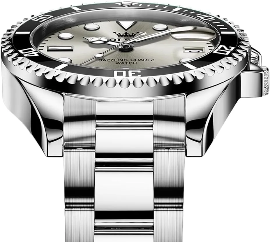 Man Classic Business Wristwatch Luxury Luminous Round for Men Rotatable Bezel Watch OLEVS Men Watch,Big Dial Watches for Men Stainless Steel Watch with Day Waterproof Analog Quartz Watches delineate conservation faucet pretentious for 