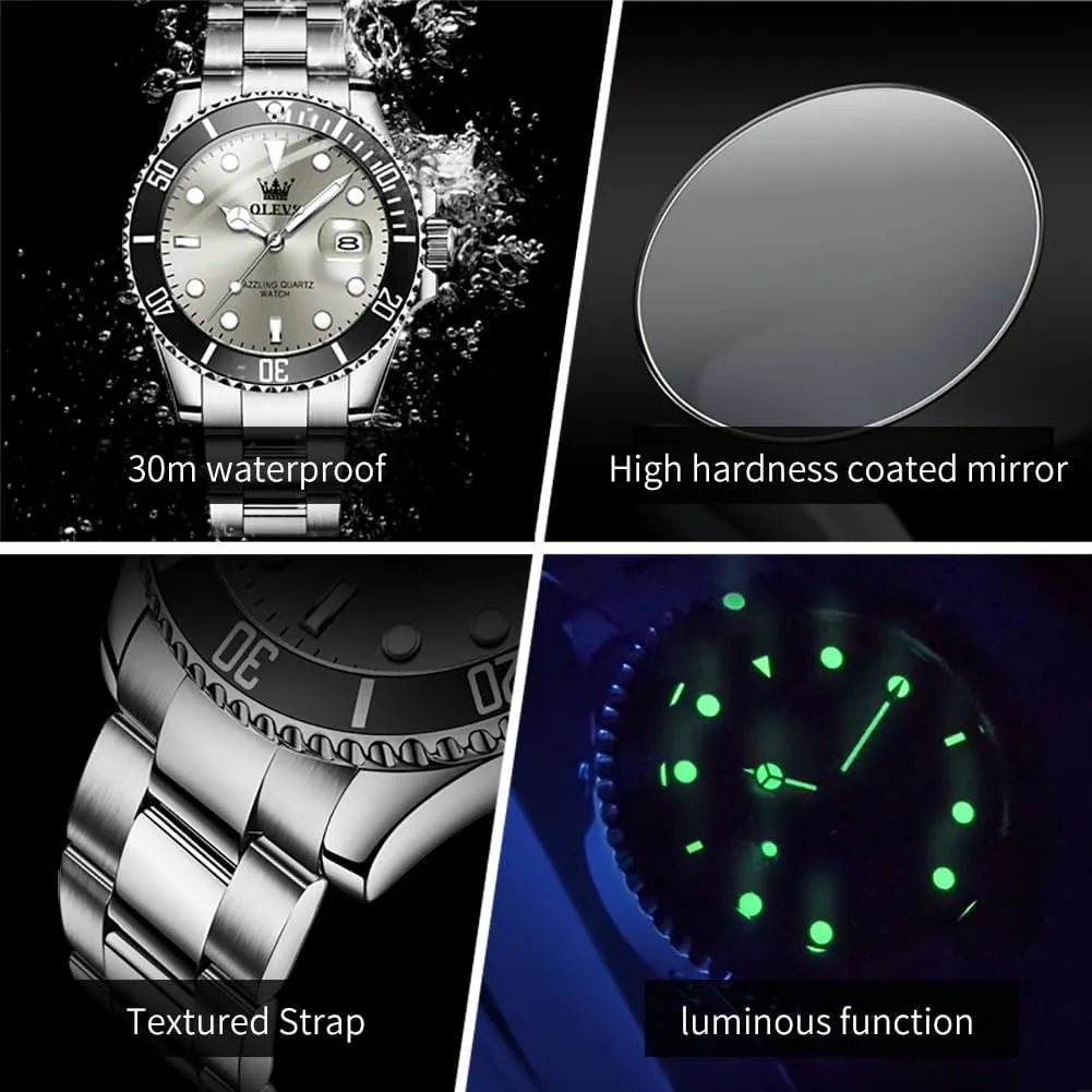 Man Classic Business Wristwatch Luxury Luminous Round for Men Rotatable Bezel Watch OLEVS Men Watch,Big Dial Watches for Men Stainless Steel Watch with Day Waterproof Analog Quartz Watches delineate conservation faucet pretentious for 