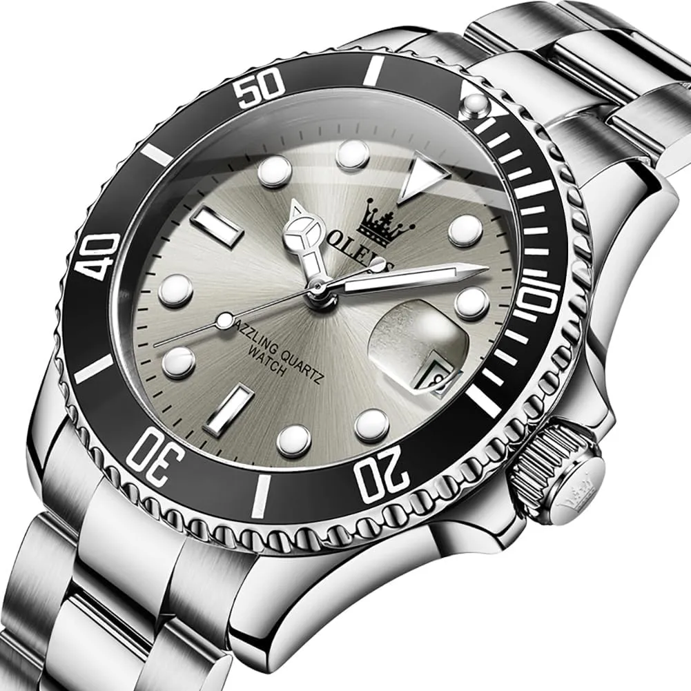 Man Classic Business Wristwatch Luxury Luminous Round for Men Rotatable Bezel Watch OLEVS Men Watch,Big Dial Watches for Men Stainless Steel Watch with Day Waterproof Analog Quartz Watches delineate conservation faucet pretentious for 