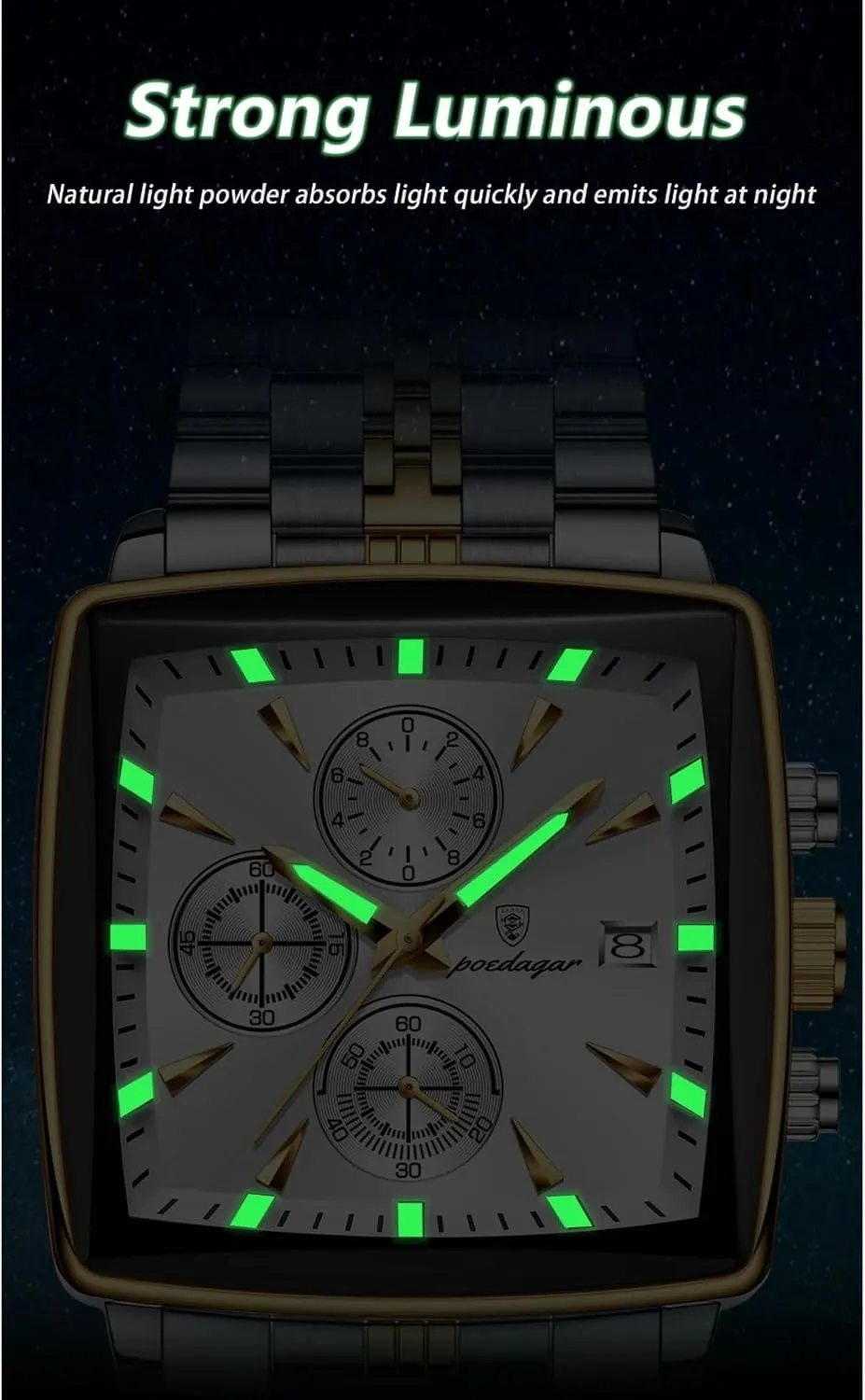Man Wristwatch Waterproof Luminous Chronograph Quartz Watches Stainless Steel honor Men Wristwatch Box Luxury Square Sport 