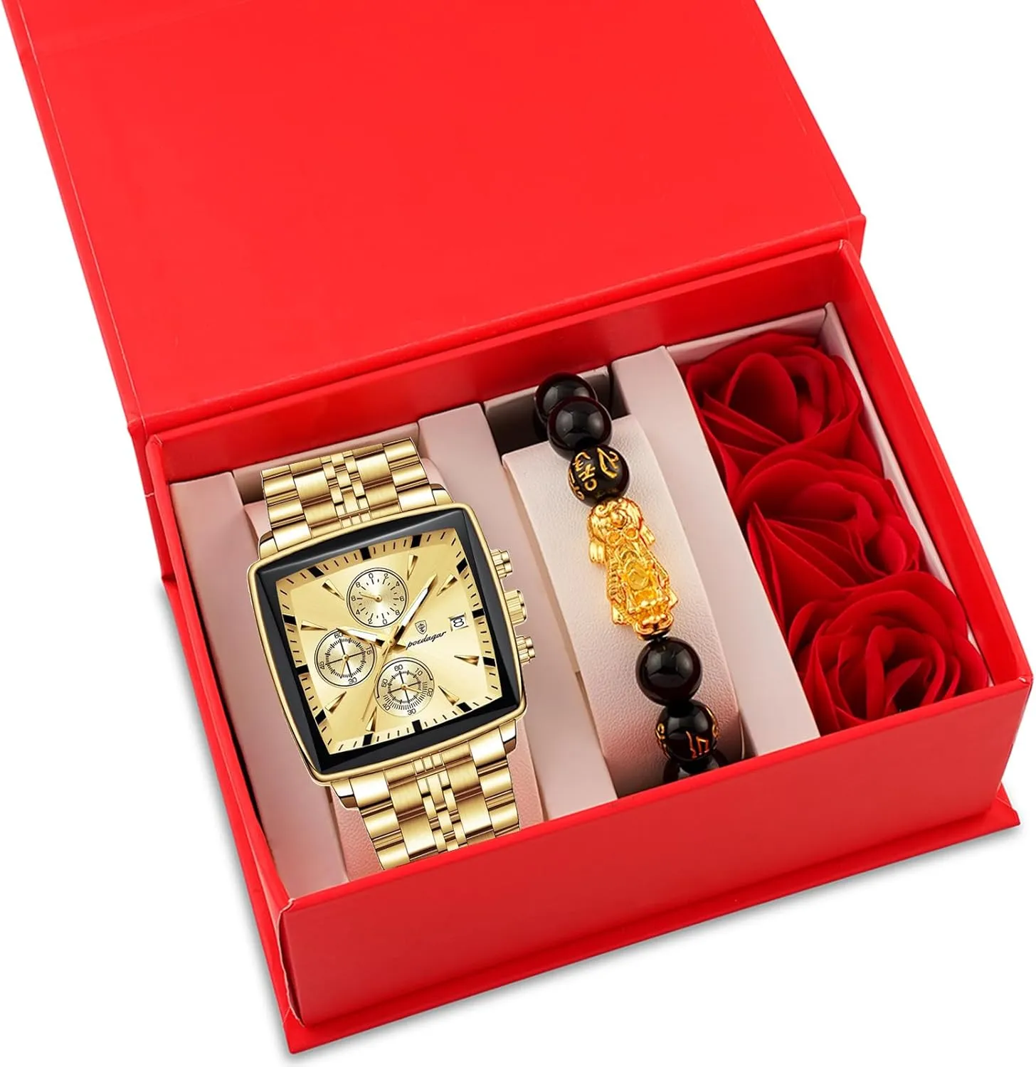 Man Wristwatch Waterproof Luminous Chronograph Quartz Watches Stainless Steel honor Men Wristwatch Box Luxury Square Sport 