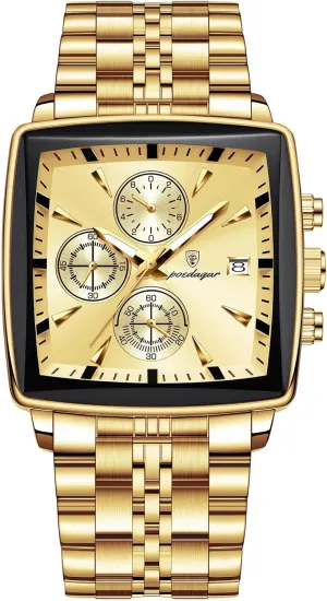 Man Wristwatch Waterproof Luminous Chronograph Quartz Watches Stainless Steel honor Men Wristwatch Box Luxury Square Sport 