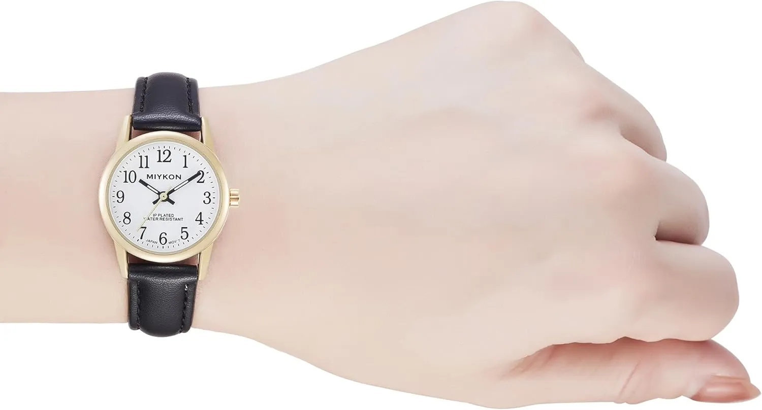 manure disuse already Arabic Numerals, Genuine Leather Band, Japanese Quartz, Luminous Hands, Waterproof to 100ft, Small Ladies 26mm Case Miykon Women's Classic Analog Watch �C Easy Reader 