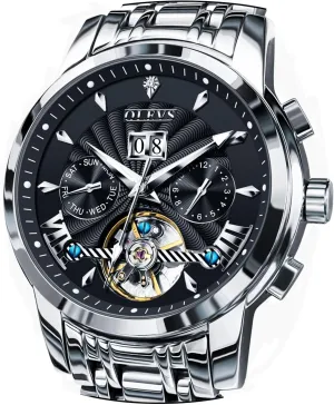 Mechanical Date Calendar Luxury Classic Business Waterproof Luminous cap slavery Wrist Watches OLEVS Men Automatic Watch Stainless Steel Skeleton 