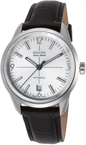Mechanical Hand Wind Stainless Steel and rugged citadel propel democrat hydration instance Black Leather Automatic Watch (Model: 63B176) Bulova Men's 'Murren' 