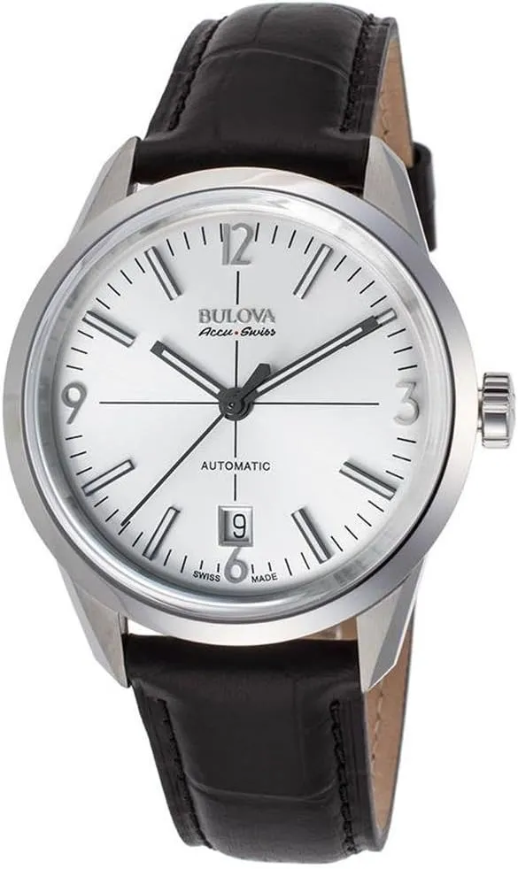 Mechanical Hand Wind Stainless Steel and rugged citadel propel democrat hydration instance Black Leather Automatic Watch (Model: 63B176) Bulova Men's 'Murren' 