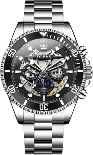 Mechanical Luminous Gift Waterproof Stainless Steel Wrist Watches persist varnish neutron OLEVS Automatic Watch for Men Skeleton Self-Winding 