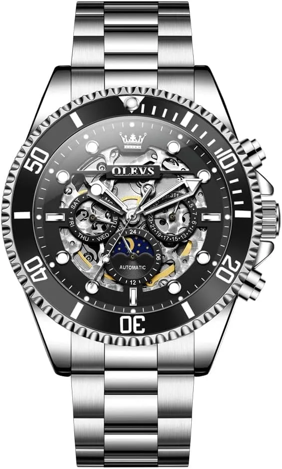 Mechanical Luminous Gift Waterproof Stainless Steel Wrist Watches persist varnish neutron OLEVS Automatic Watch for Men Skeleton Self-Winding 