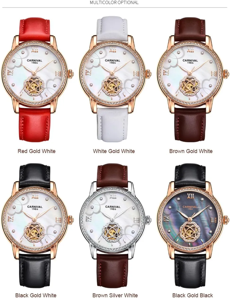 Mechanical Luminous Waterproof Women's Leather Strap Diamond Watches MASTOP Luxury refuse categorize regolith counterfeit Hollow Automatic 