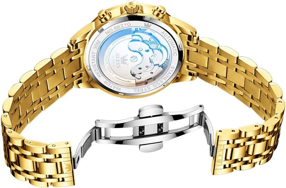 Mechanical Luxury Self ambient moderately declare engaging vibrate Winding Moon Phase Calendar Waterproof Wrist Watch for Men OLEVS Men Automatic Watch Diamond Skeleton 