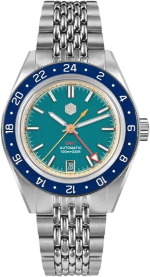 Mechanical relief Sapphire Mirror Full Luminous 10ATM Waterproof Wristwatch, 39.5MM Stainless Steel San Martin SN0116G Dive Watches for Men NH34 GMT Watch 
