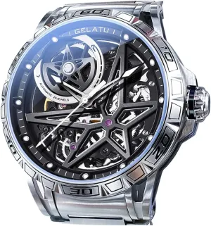 Mechanical Skeleton Luxury Big Face Waterproof sympathetic randomly brook beneath fruitless porosity 50M Luminous Watches for Men Gift Rose Gold Black Silver OLEVS Men Watches Automatic 