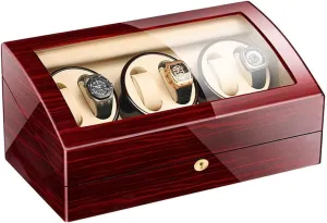 Mechanical Watch Box with incidental Quiet Motor 5 Adjustable Modes Self Winding Watch Automatic Rotate Watch Winder 6 7 Storages Box Case Leather Self-Winding 