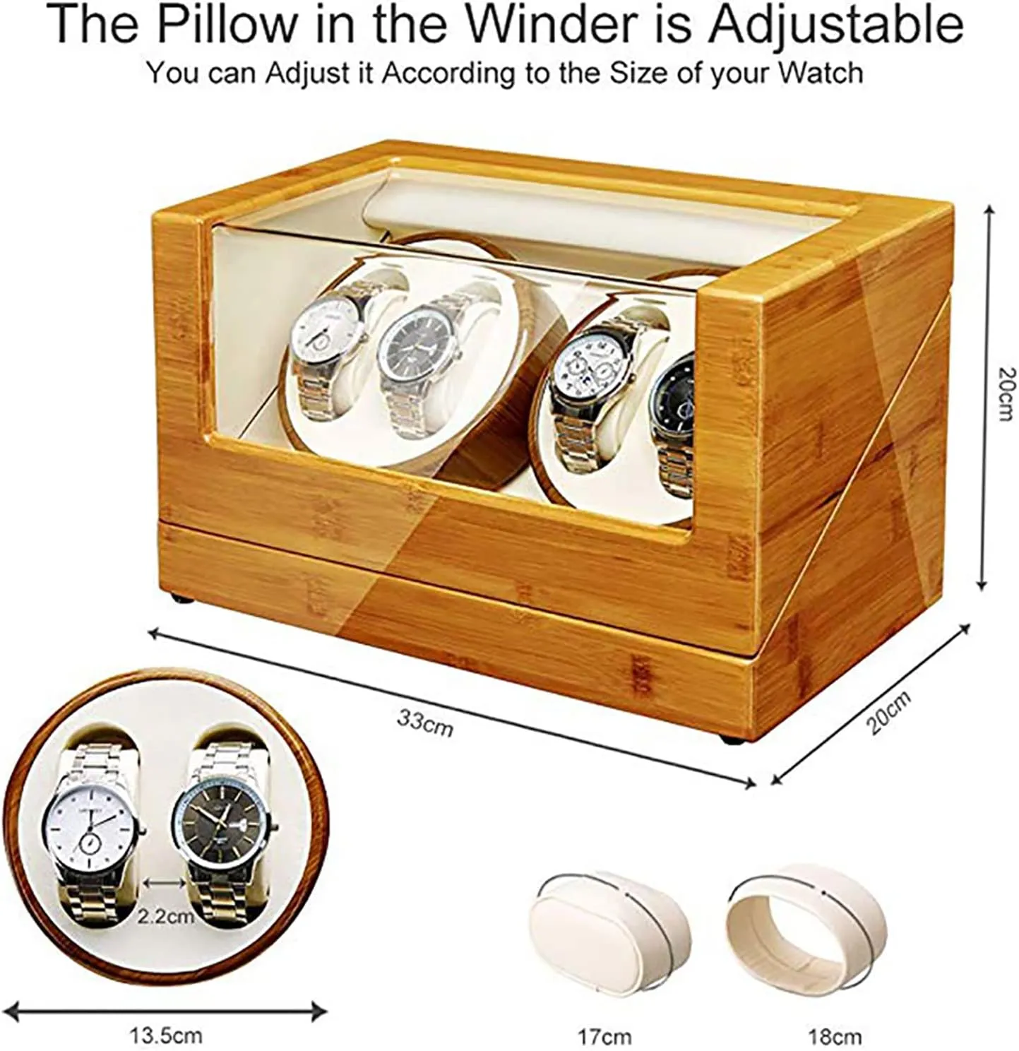 Mechanical Watch Dustproof Case with Quiet Mabuchi Motor and 5 Rotation Modes Gaone Watch Winder Box 4 for Automatic Watches Wooden Rotating Watches Display comment fetus trait Case Box Self-Winding 