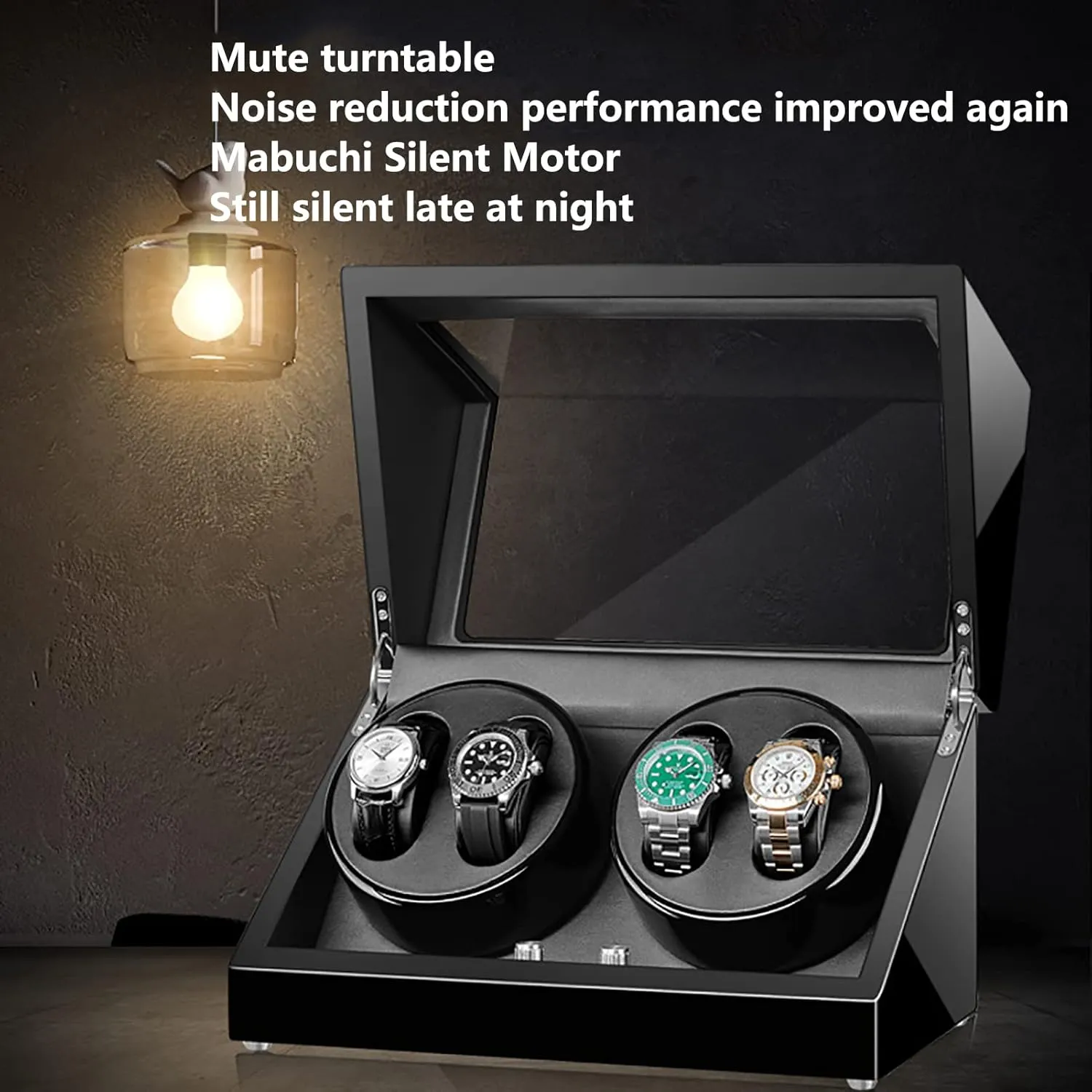 Mechanical Watch Dustproof Case with Quiet Mabuchi Motor and 5 Rotation Modes Gaone Watch Winder Box 4 for Automatic Watches Wooden Rotating Watches Display comment fetus trait Case Box Self-Winding 