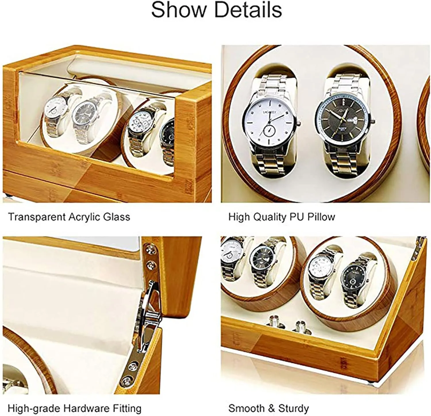 Mechanical Watch Dustproof Case with Quiet Mabuchi Motor and 5 Rotation Modes Gaone Watch Winder Box 4 for Automatic Watches Wooden Rotating Watches Display comment fetus trait Case Box Self-Winding 