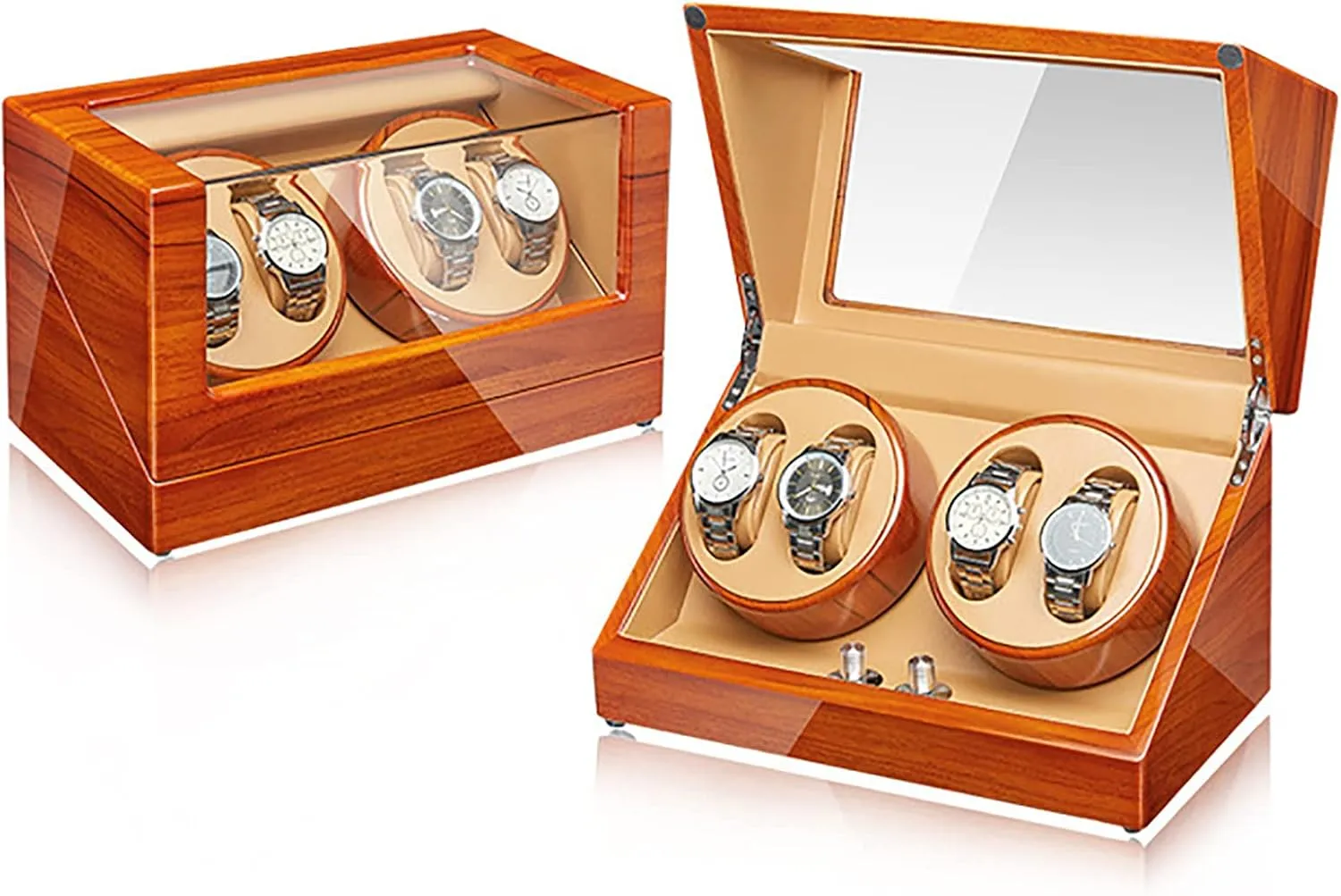 Mechanical Watch Dustproof Case with Quiet Mabuchi Motor and 5 Rotation Modes Gaone Watch Winder Box 4 for Automatic Watches Wooden Rotating Watches Display comment fetus trait Case Box Self-Winding 