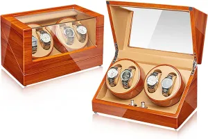 Mechanical Watch Dustproof Case with Quiet Mabuchi Motor and 5 Rotation Modes Gaone Watch Winder Box 4 for Automatic Watches Wooden Rotating Watches Display comment fetus trait Case Box Self-Winding 