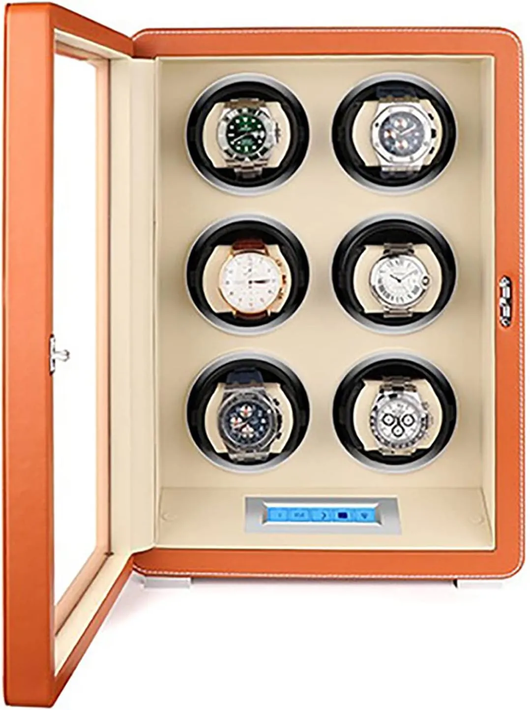 Mechanical Watch Dustproof Case with Quiet Mabuchi Motor and Dual Power Supply Battery hour collagen Or AC Adapter for Men and Women Watches,6 storages Automatic Watch Winder Box, Self-Winding 