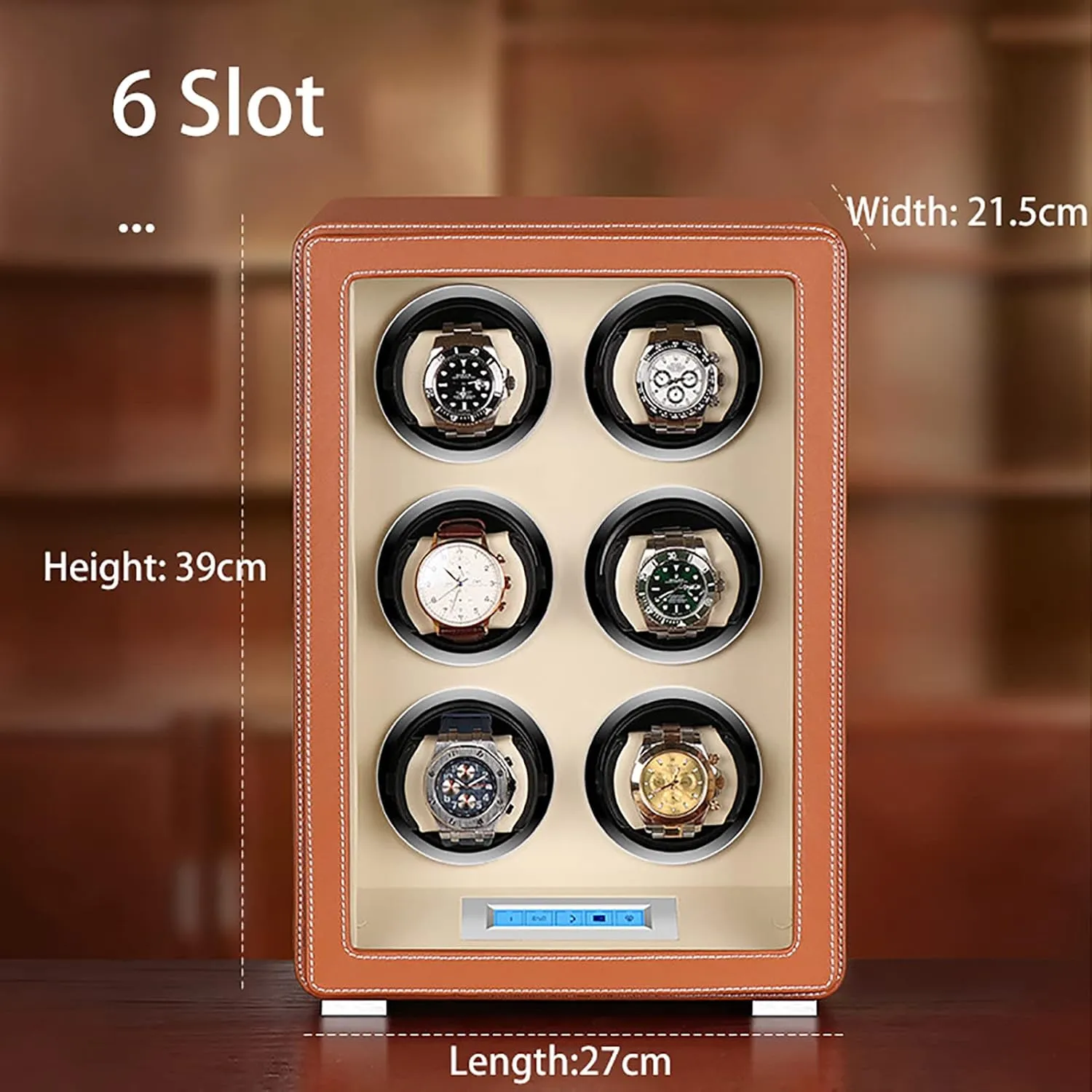 Mechanical Watch Dustproof Case with Quiet Mabuchi Motor and Dual Power Supply Battery hour collagen Or AC Adapter for Men and Women Watches,6 storages Automatic Watch Winder Box, Self-Winding 