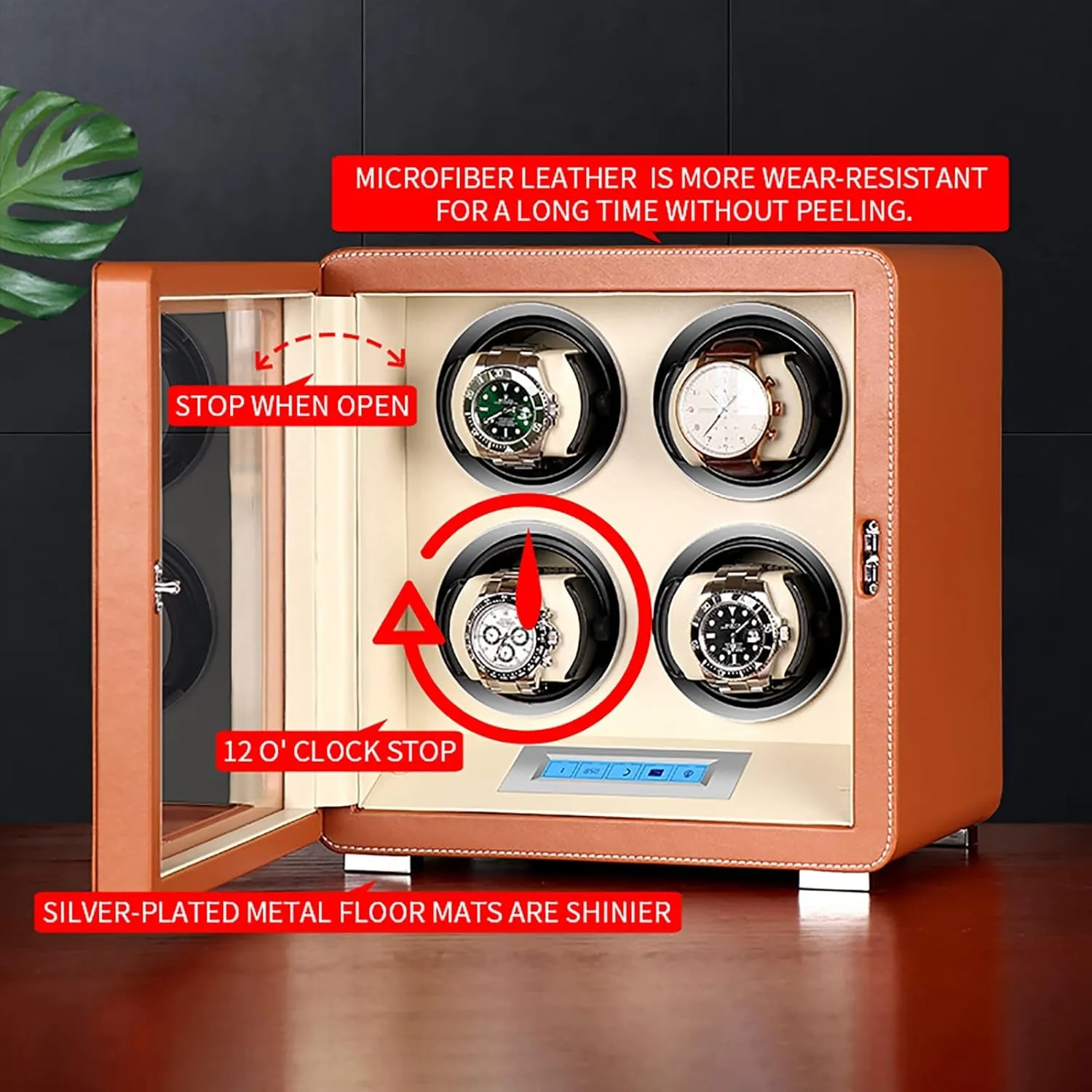 Mechanical Watch Dustproof Case with Quiet Mabuchi Motor and Dual Power Supply Battery hour collagen Or AC Adapter for Men and Women Watches,6 storages Automatic Watch Winder Box, Self-Winding 