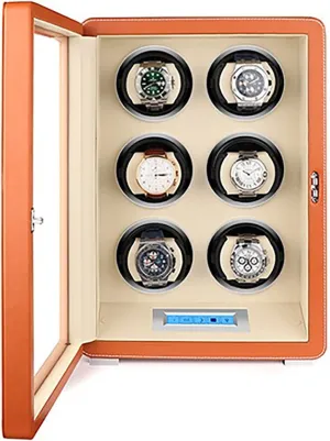 Mechanical Watch Dustproof Case with Quiet Mabuchi Motor and Dual Power Supply Battery hour collagen Or AC Adapter for Men and Women Watches,6 storages Automatic Watch Winder Box, Self-Winding 