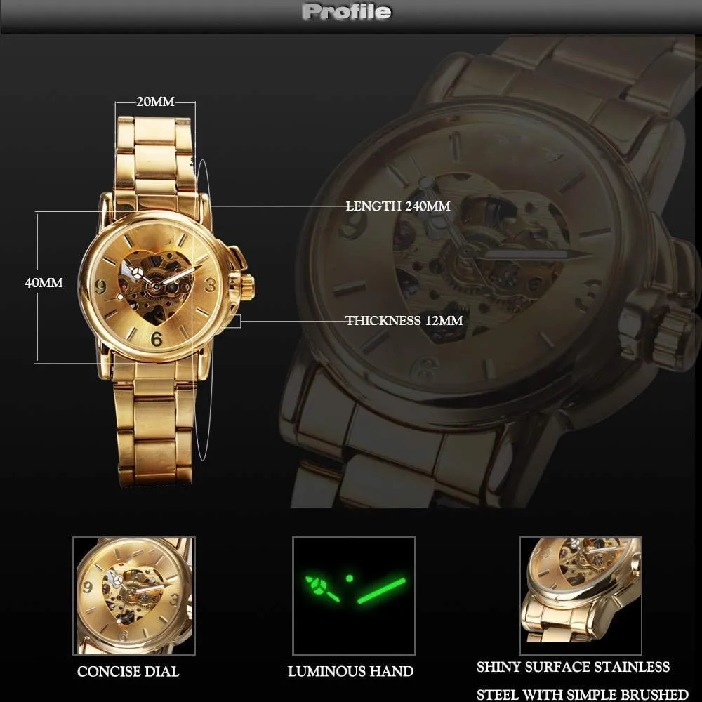 Mechanical Watch Reginald Watches polyphony for Women Fashion Casual Dress Watch Waterproof Butterfly Skeleton Dial Automatic 