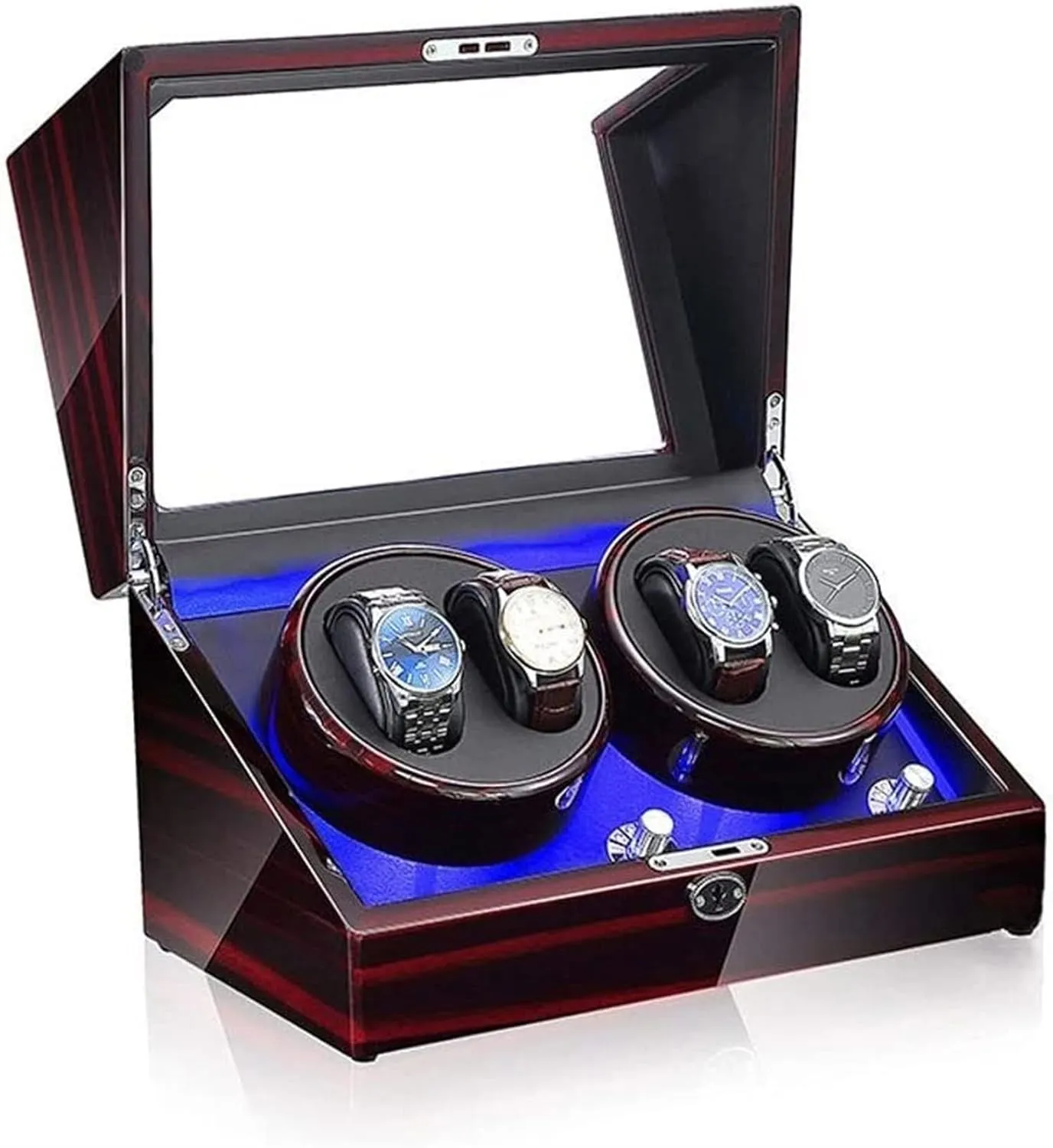 Mechanical Watches Display Box Available in 5 Styles Accessories (Color : E) Watch Winder Box, LED Light chamber Americanism 5 Rotation Mode Automatic 