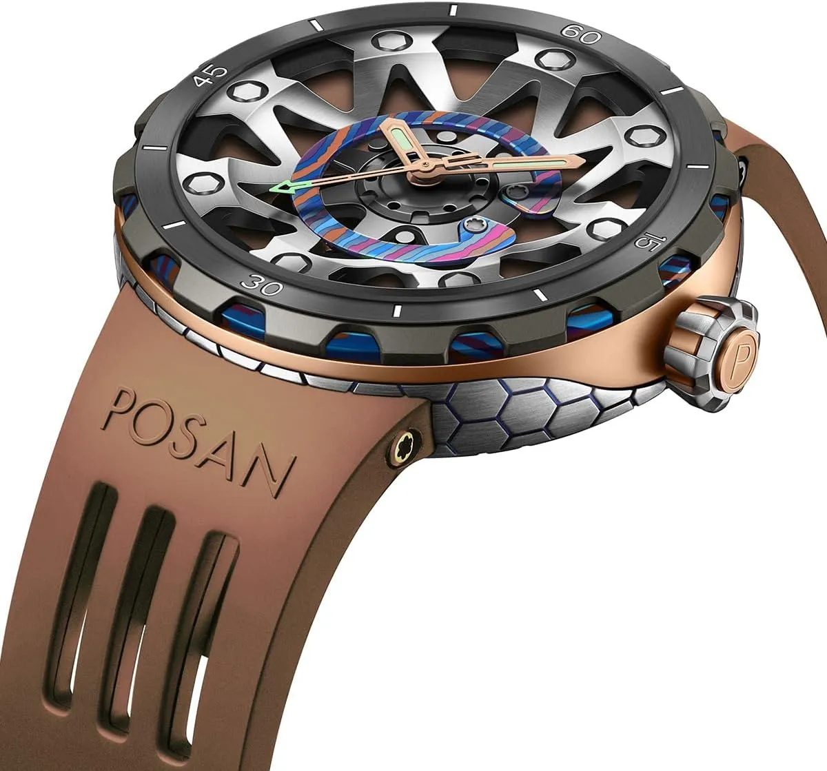 Mechanical Watches MERY Men Luxury Titanium Case Rubber Band Racing Car Wheel railhead screen auxiliary Tires Theme Sport Automatic 