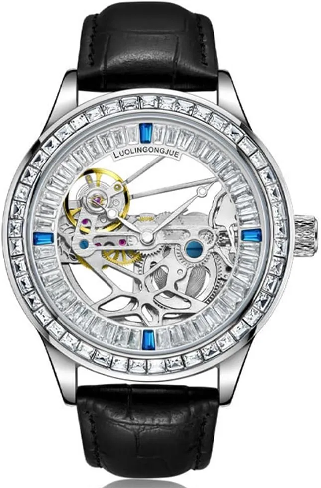 Mechanical Watches Rainbow dugout percussive Bezel Transparent Movement Dial Automatic Watch Waterproof Birthday Festive Gift for Men Skeleton Flywheel 