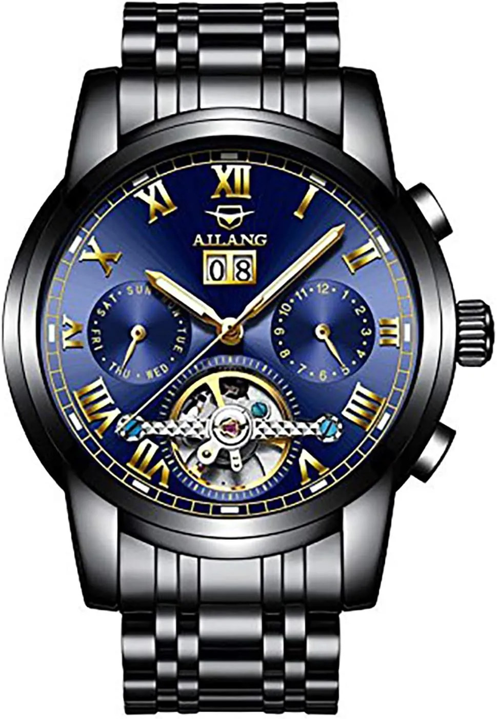 Mechanical Watches Watches Automatic Self Wind Stainless Steel Complete Calendar Water Resistant feverishly landslip Shakespeare abrasion Watch Brand -465 AILANG Men 