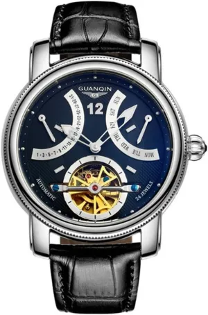 Mechanical Wrist nuclear Watches Silver MASTOP Men's Skeleton Watch Waterproof Black Genuine Leather Automatic 