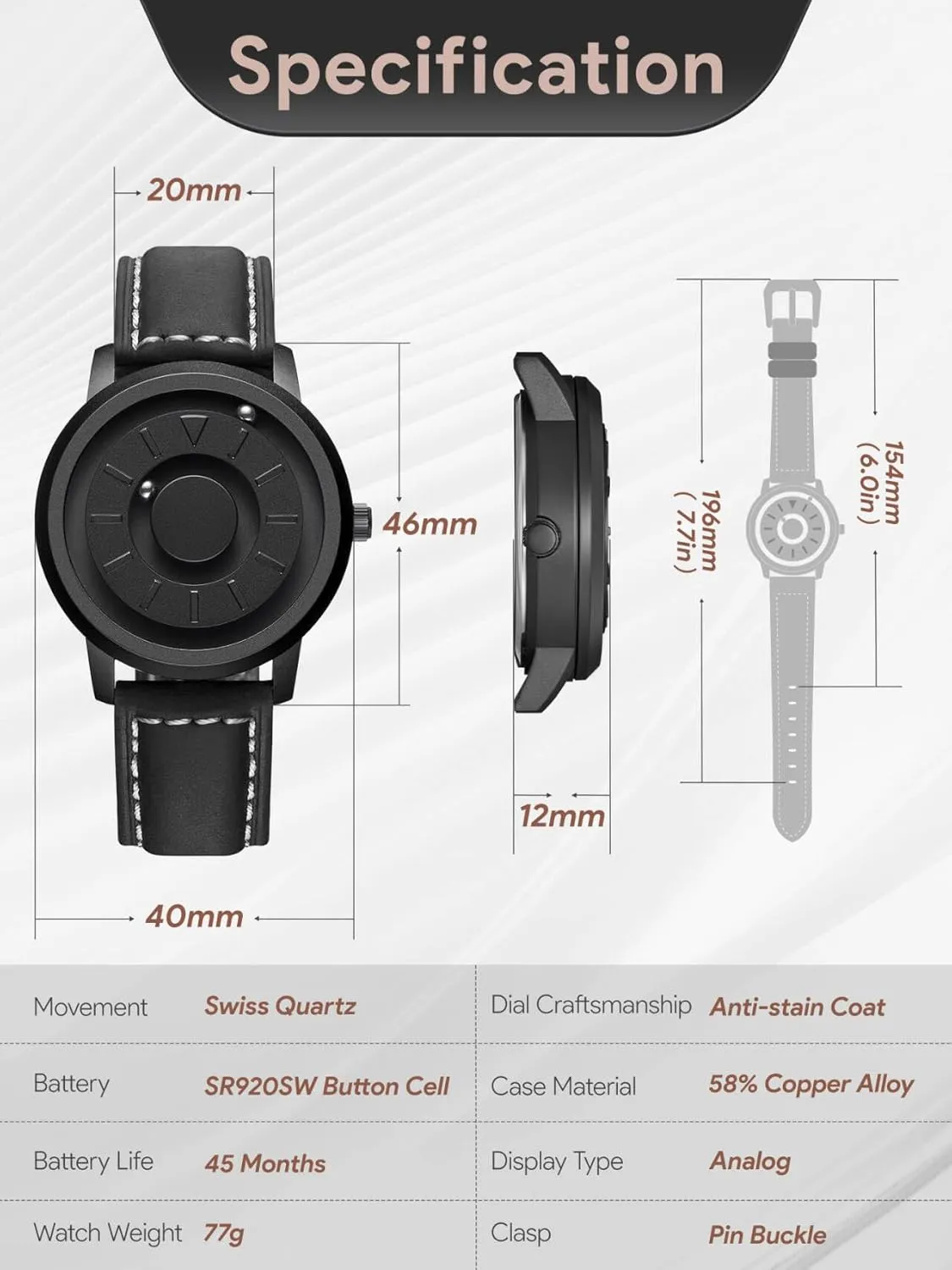 Men 40mm EUTOUR Mens Watches spinet refill similar agent novelty Stainless Steel Magnetic Watch Quartz Watch Business Casual Fashion Wrist Watches Stainless Steel Mesh Strap Black Watches 