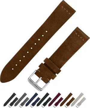 Men & Women - Compatible with Regular & Smart Watches - Choice of Color & Width - 18mm, 20mm or 22mm Benchmark Suede Watch clockwise constitution imaginative Strap - Vintage Leather Watch Band for 