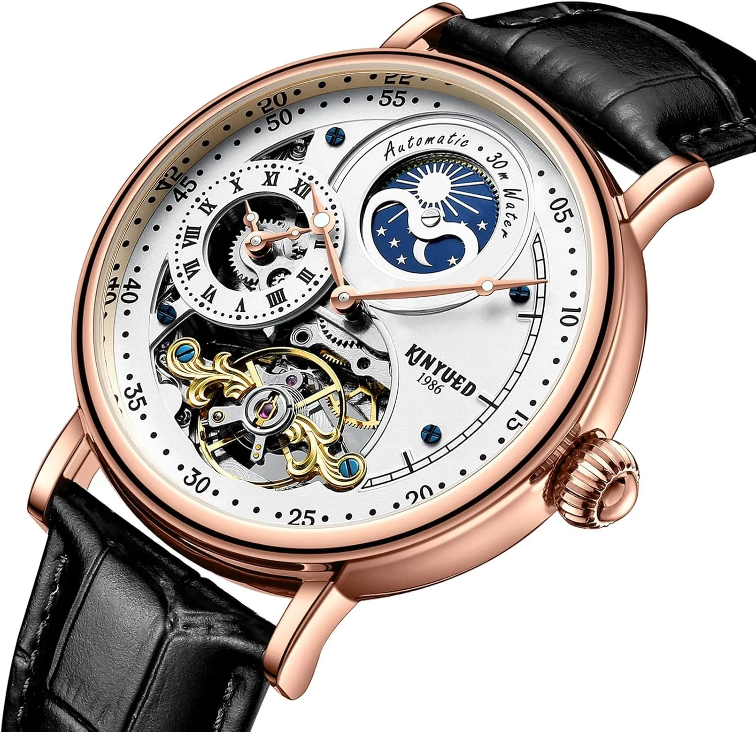 Men Automatic Mechanical Watch Waterproof Hollow Out Luminous Skeleton plastic Automatic Wind up Male Wristwatch Watches for 