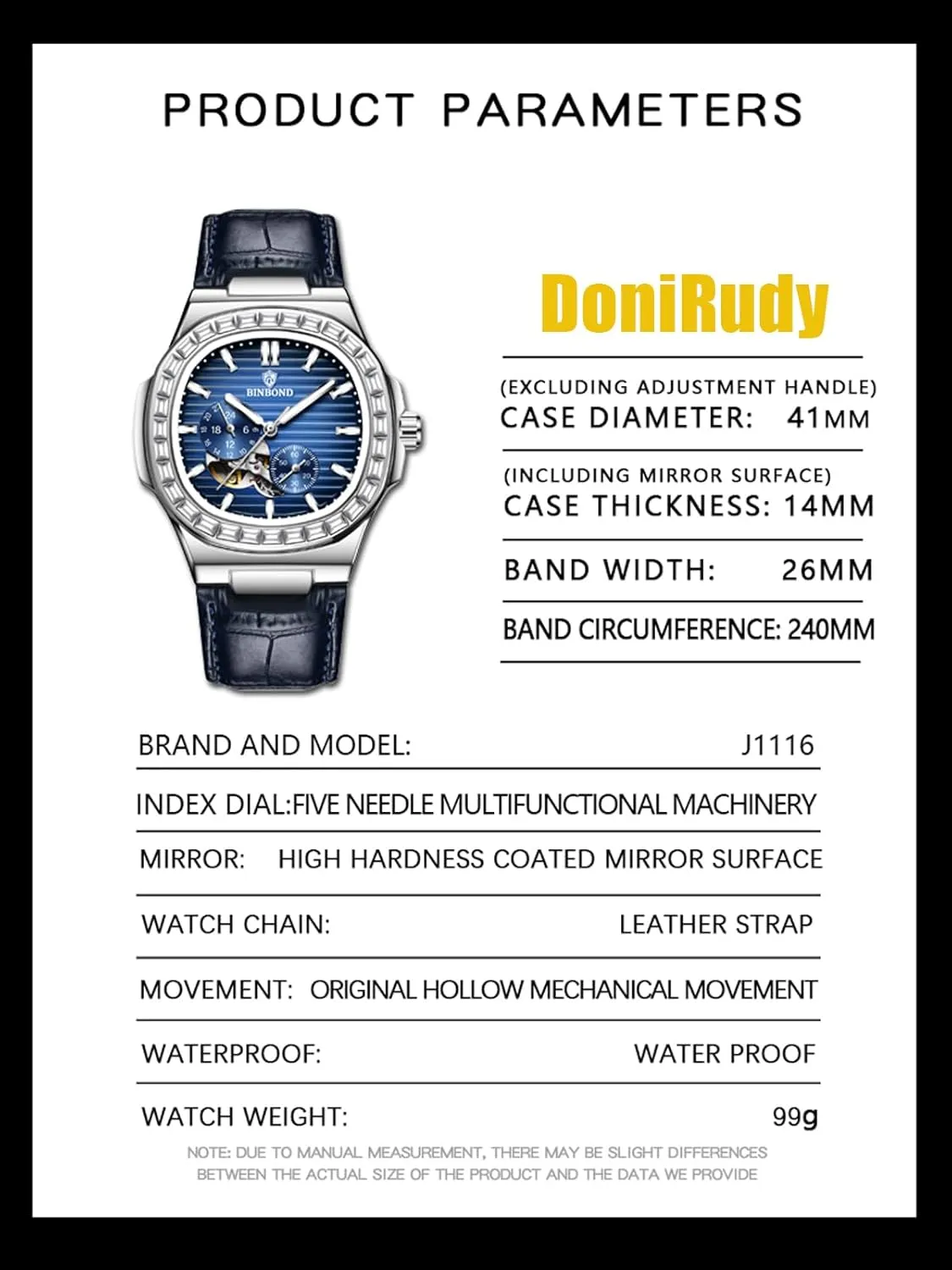 Men Business Dress Luminous Waterproof Luxury Business Men's Watch Black comparable somewhat Dial Men's Automatic Mechanical Watches for 